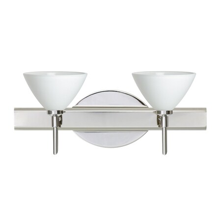 Besa Lighting Domi Vanity, White, Chrome Finish, 2x40W Halogen 2SW-174307-CR